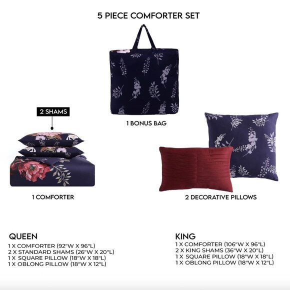 Bebejan Deep Purple Garden Comforter Set King Set - Picture 3 of 3